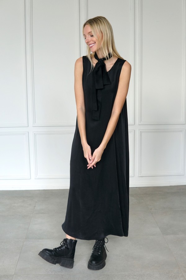  maxi black cupro dress