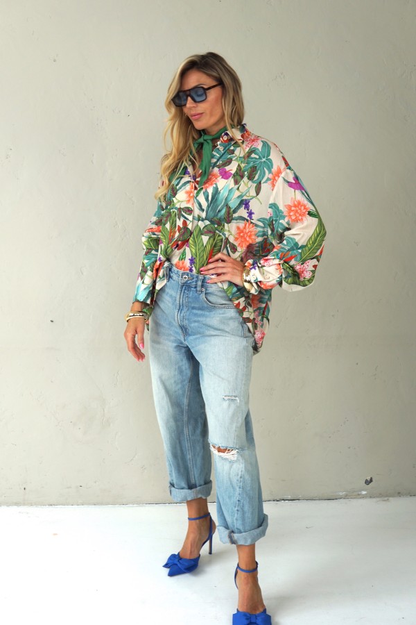 Floral viscose long shirts