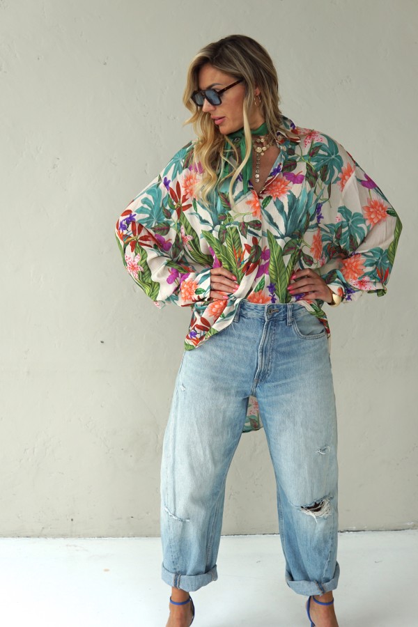 Floral viscose long shirts