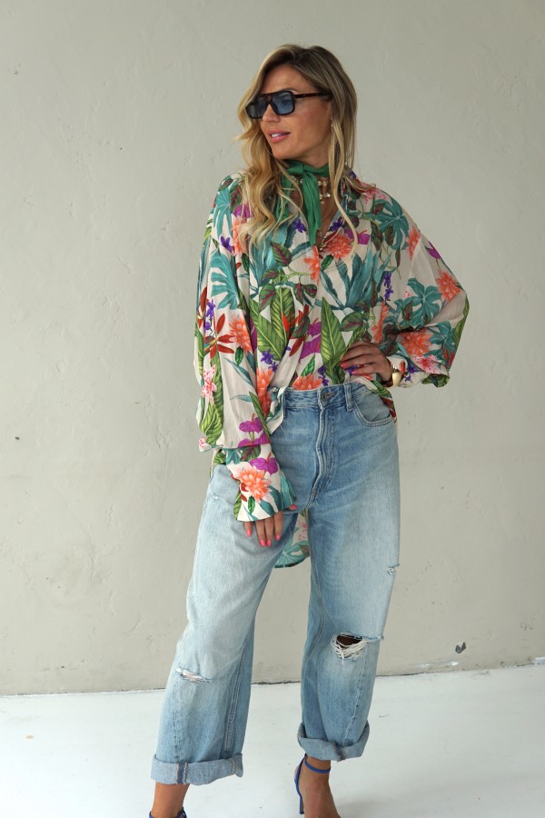 Floral viscose long shirts