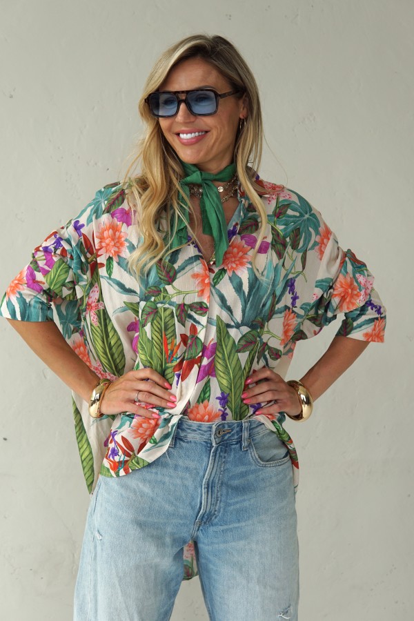 Floral viscose long shirts