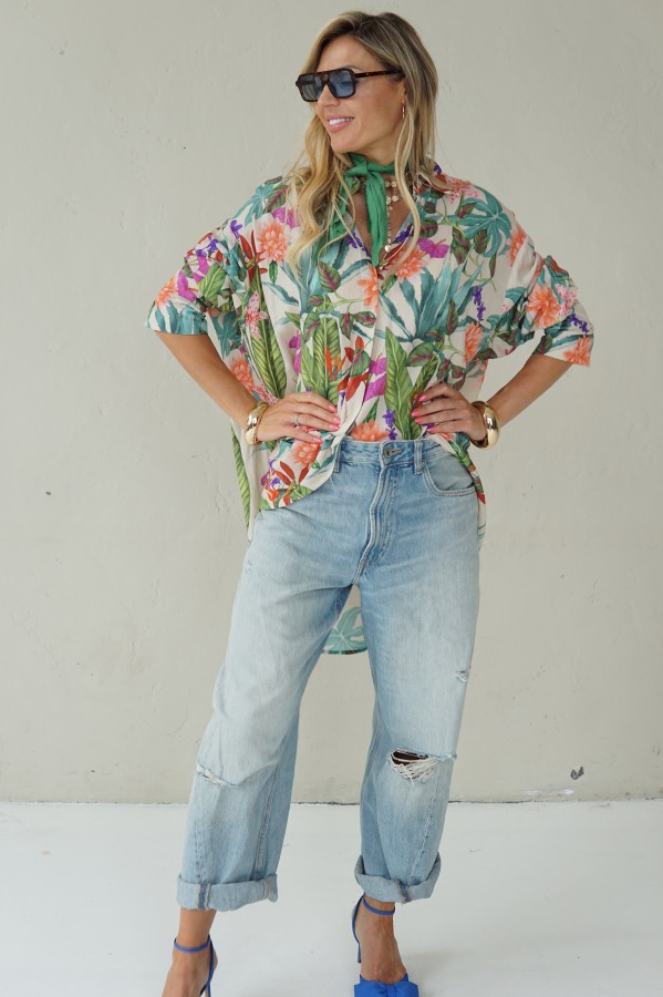Floral viscose long shirts