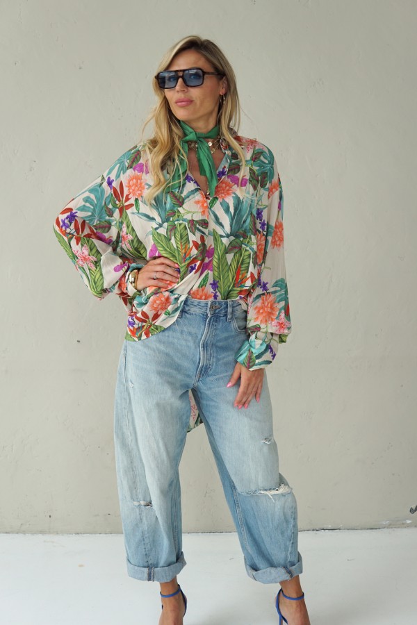 Floral viscose long shirts