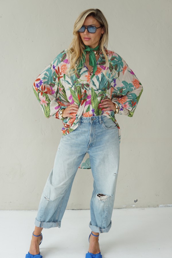 Floral viscose long shirts