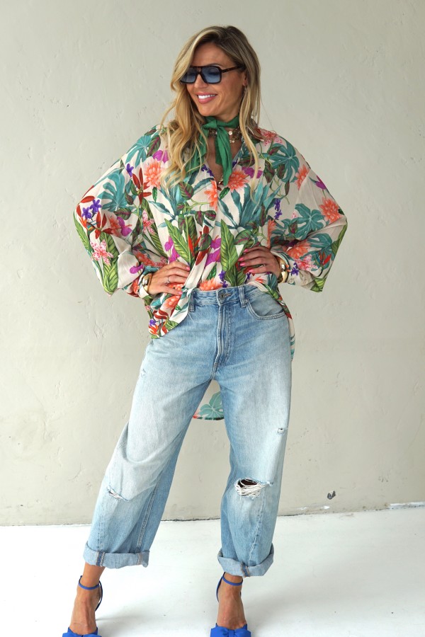 Floral viscose long shirts