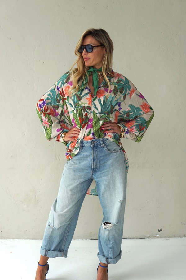 Floral viscose long shirts