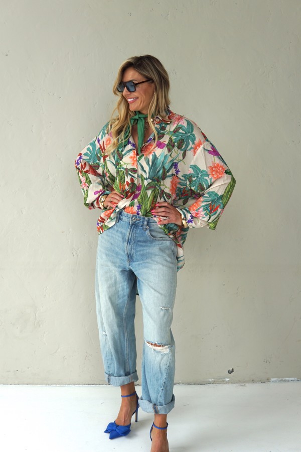Floral viscose long shirts