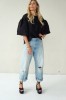Luxurious jacquard blouse with puff sleeves