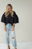 Luxurious jacquard blouse with puff sleeves
