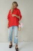 Impressive red loose-fitting shirt with pleats at the back