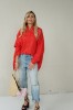 Impressive red loose-fitting shirt with pleats at the back