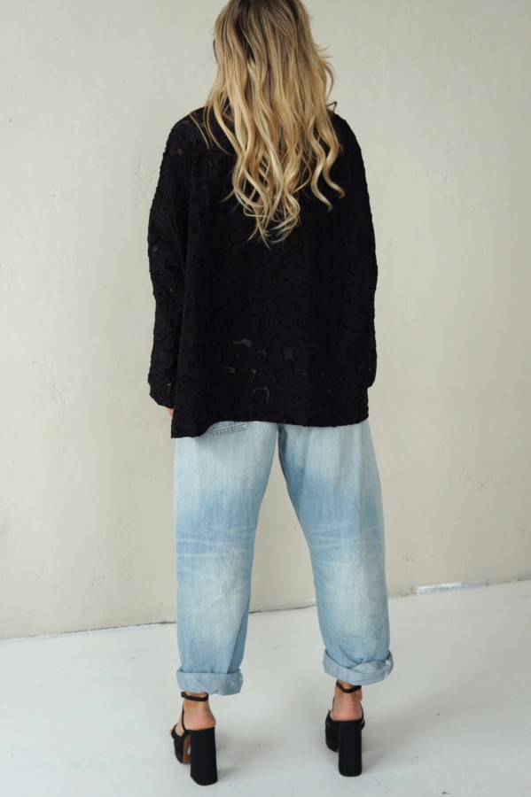 Black short jacquard shirt