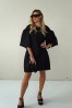 Luxurious jacquard dress with puff sleeves