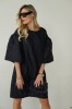 Luxurious jacquard dress with puff sleeves