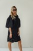 Luxurious jacquard dress with puff sleeves