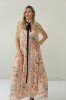 LONG FLOWING FLORAL DRESS WITH BLACK RIBBON