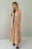 LONG FLOWING FLORAL DRESS WITH BLACK RIBBON