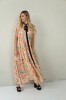 LONG FLOWING FLORAL DRESS WITH BLACK RIBBON