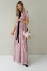 Long viscose floral dress with velvet belt
