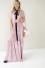 Long viscose floral dress with velvet belt