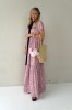 Long viscose floral dress with velvet belt