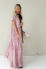 Long viscose floral dress with velvet belt