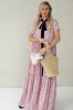 Long viscose floral dress with velvet belt