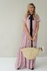 Long viscose floral dress with velvet belt