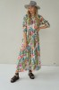 LONG, LIGHTLY FALLING VISCOSE FLORAL DRESS