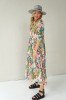 LONG, LIGHTLY FALLING VISCOSE FLORAL DRESS