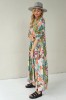 LONG, LIGHTLY FALLING VISCOSE FLORAL DRESS