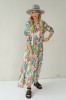 LONG, LIGHTLY FALLING VISCOSE FLORAL DRESS