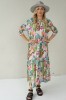 LONG, LIGHTLY FALLING VISCOSE FLORAL DRESS