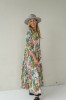 LONG, LIGHTLY FALLING VISCOSE FLORAL DRESS