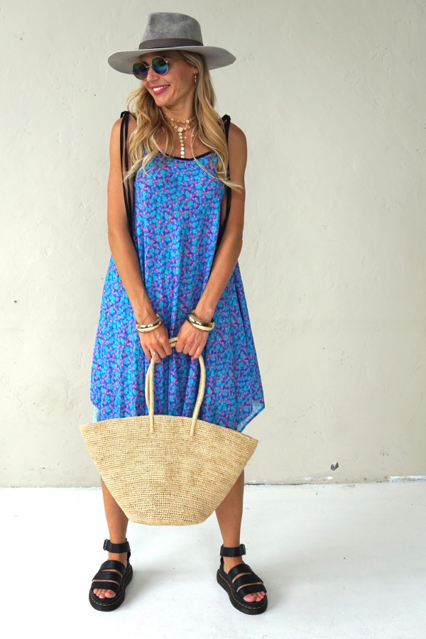 Asymmetrical dress with thin straps