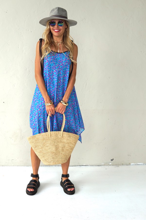 Asymmetrical dress with thin straps