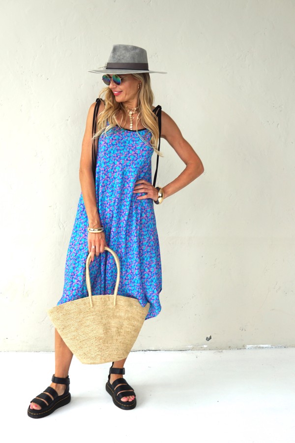 Asymmetrical dress with thin straps