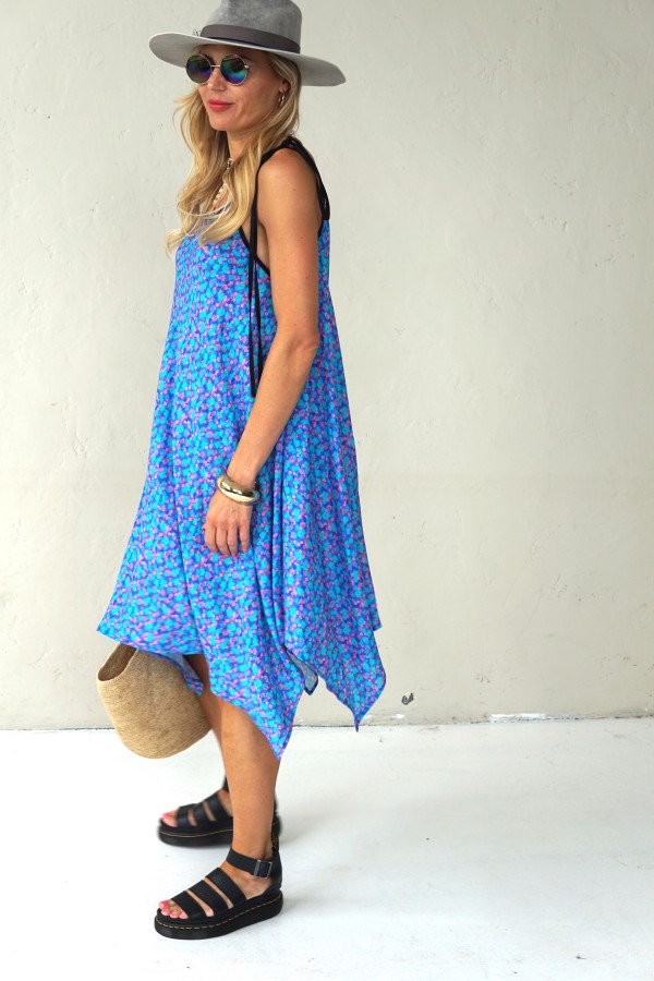 Asymmetrical dress with thin straps