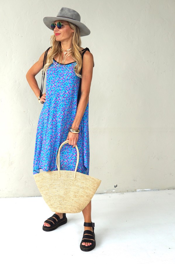 Asymmetrical dress with thin straps
