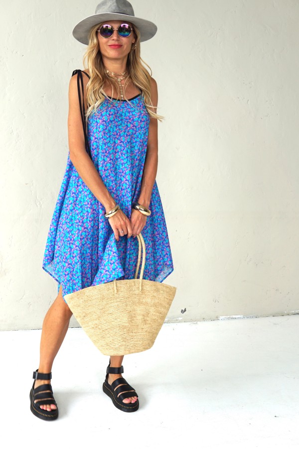 Asymmetrical dress with thin straps