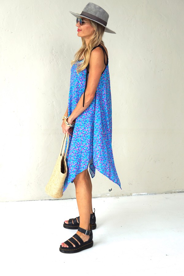 Asymmetrical dress with thin straps