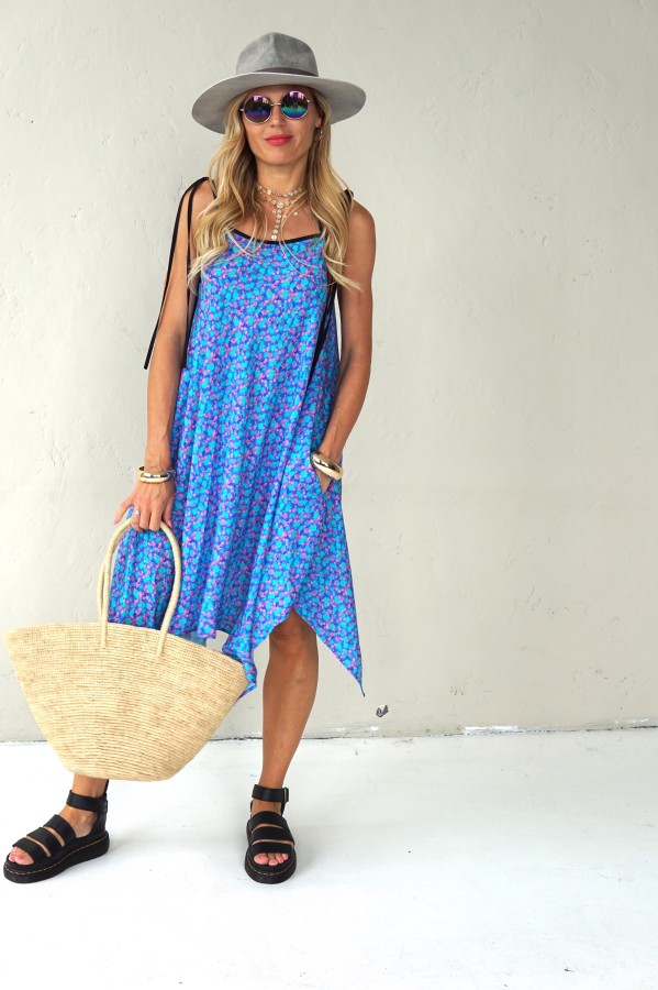 Asymmetrical dress with thin straps