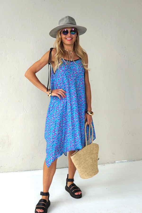 Asymmetrical dress with thin straps