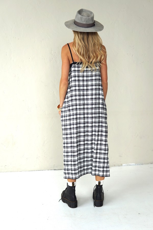 Plaid dress with thin straps