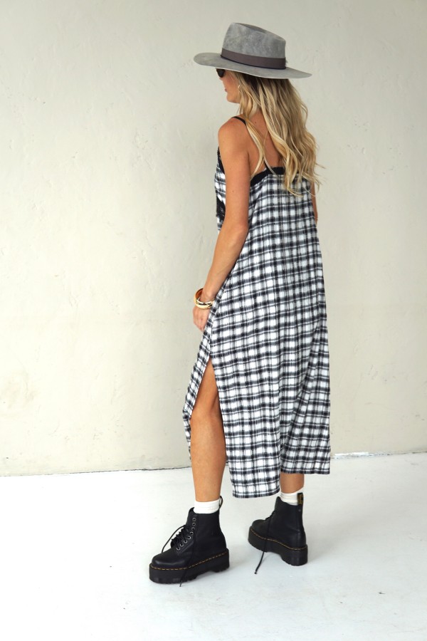 Plaid dress with thin straps