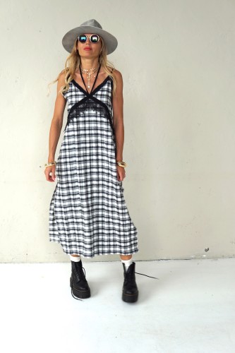 Plaid dress with thin straps