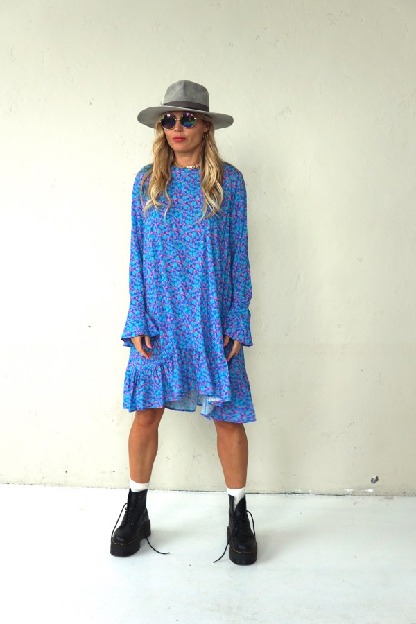 BOHO BLUE DRESS WITH LONG SLEEVES