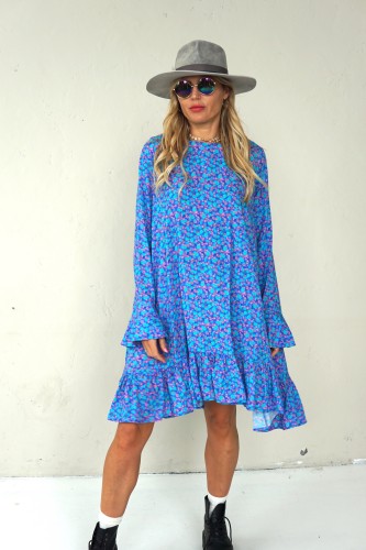 BOHO BLUE DRESS WITH LONG SLEEVES