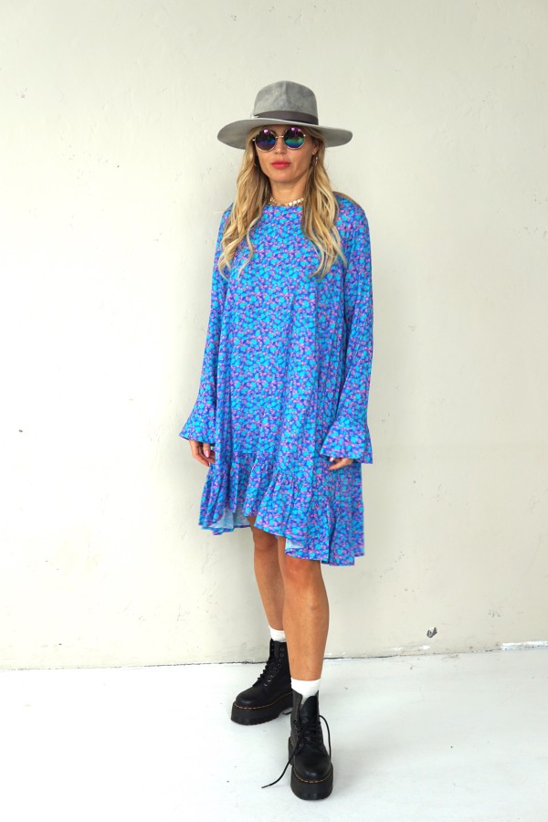 BOHO BLUE DRESS WITH LONG SLEEVES