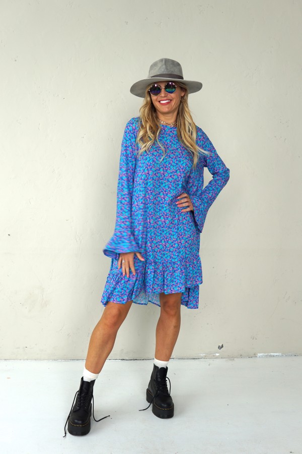 BOHO BLUE DRESS WITH LONG SLEEVES